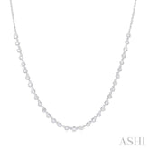 3/4 Ctw Halfway Bezel Set Round Cut Diamond Tennis Necklace in 14K White Gold
