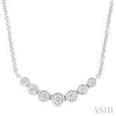 1/4 Ctw Graduated Bezel Set Round Cut Diamond Smile Necklace in 14K White Gold
