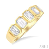 2 Ctw Bezel Set 5-Stone Emerald Cut Diamond Fashion Band in 14K Yellow Gold
