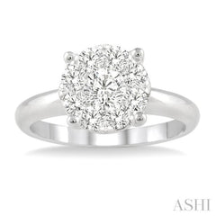 1 Ctw Lovebright Round Cut Diamond Bridal Ring in 14K White Gold