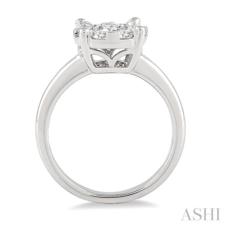 1 Ctw Lovebright Round Cut Diamond Bridal Ring in 14K White Gold