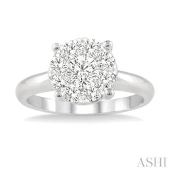 3/4 Ctw Lovebright Round Cut Diamond Bridal Ring in 14K White Gold