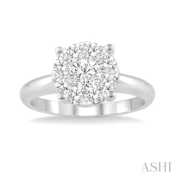 1/2 Ctw Lovebright Round Cut Diamond Bridal Ring in 14K White Gold
