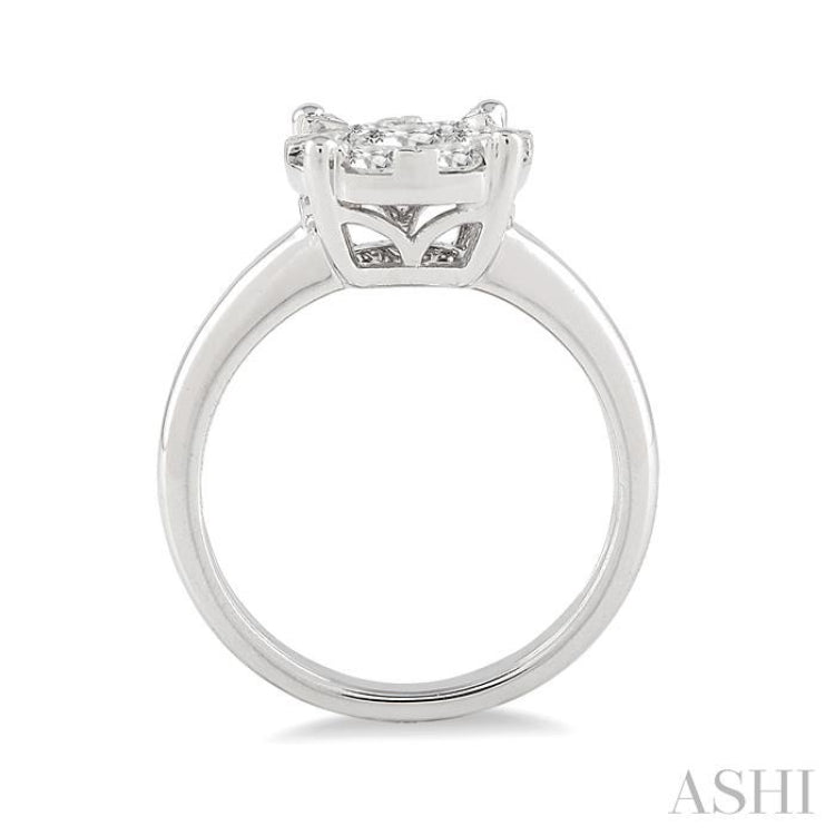 1/2 Ctw Lovebright Round Cut Diamond Bridal Ring in 14K White Gold