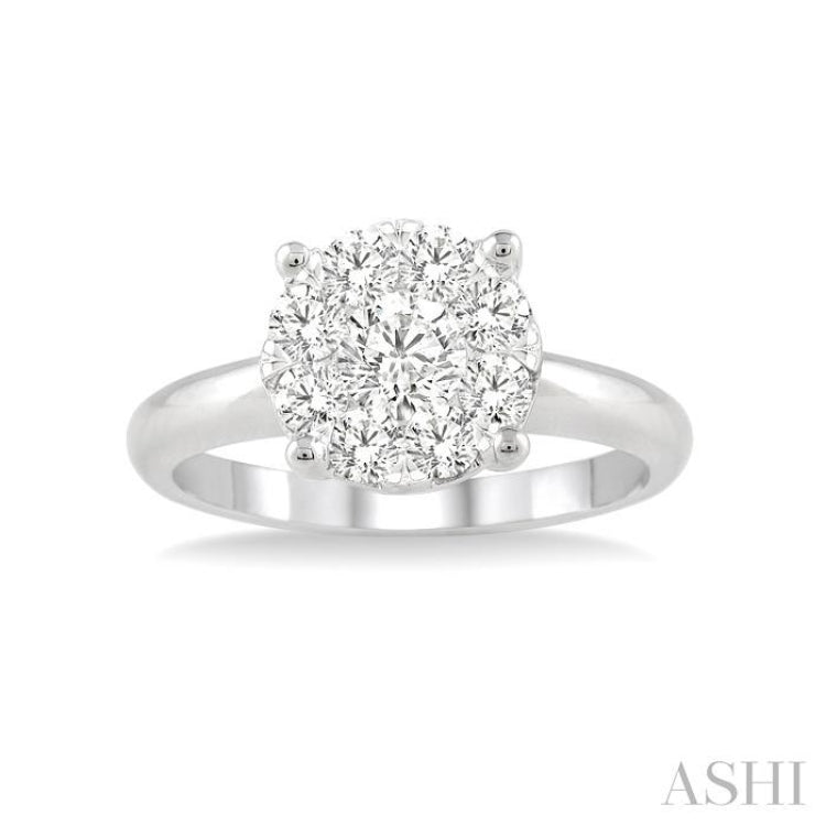 1/3 Ctw Lovebright Round Cut Diamond Bridal Ring in 14K White Gold