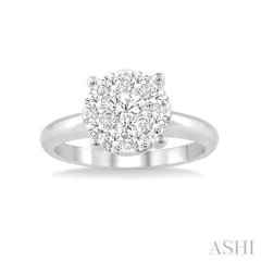 1/3 Ctw Lovebright Round Cut Diamond Bridal Ring in 14K White Gold