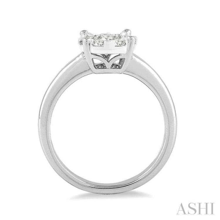 1/8 Ctw Lovebright Round Cut Diamond Bridal Ring in 14K White Gold