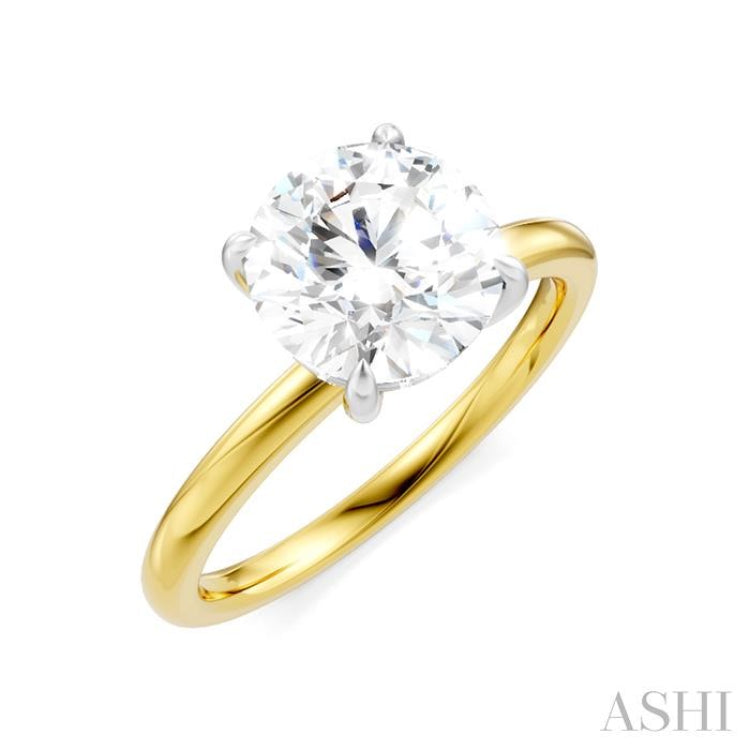 1/20 Ctw Circular Shape Round Cut Diamond Semi-Mount Engagement Ring in 14K Yellow and White Gold