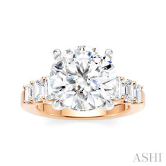 1 1/4 Ctw Round Shape Emerald and Round Cut Diamond Semi-Mount Engagement Ring in 14K Rose and White Gold