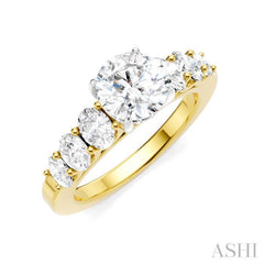 1 Ctw Round Shape Oval and Round Cut Diamond Semi-Mount Engagement Ring in 14K Yellow and White Gold