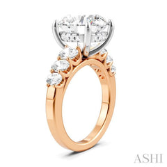 1 1/4 Ctw Round Shape Oval and Round Cut Diamond Semi-Mount Engagement Ring in 14K Rose and White Gold
