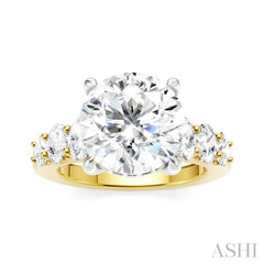 1 1/4 Ctw Round Shape Oval and Round Cut Diamond Semi-Mount Engagement Ring in 14K Yellow and White Gold