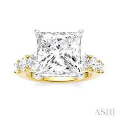 1 1/4 Ctw Princess Shape Round Cut Diamond Semi-Mount Engagement Ring in 14K Yellow and White Gold