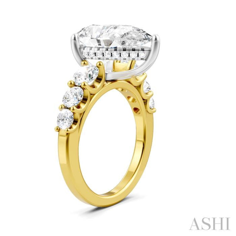1 1/5 Ctw Pear Shape Round Cut Diamond Semi-Mount Engagement Ring in 14K Yellow and White Gold