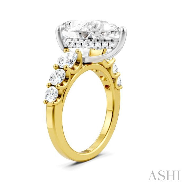 1 1/4 Ctw Pear Shape Round Cut Diamond Semi-Mount Engagement Ring in 14K Yellow and White Gold