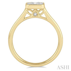 1/2 Ctw Octagonal Shape Baguette and Round Cut Diamond Ladies Ring in 14K Yellow and White Gold