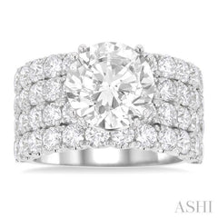 2 1/6 Ctw Wide Four Row Round Cut Diamond Semi-Mount Engagement Ring in 14K White Gold