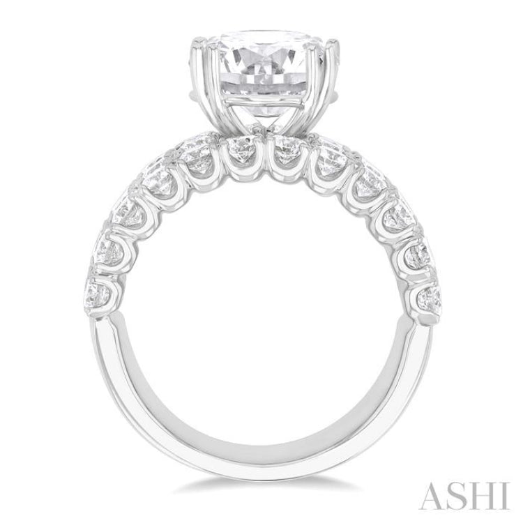 2 1/6 Ctw Wide Four Row Round Cut Diamond Semi-Mount Engagement Ring in 14K White Gold