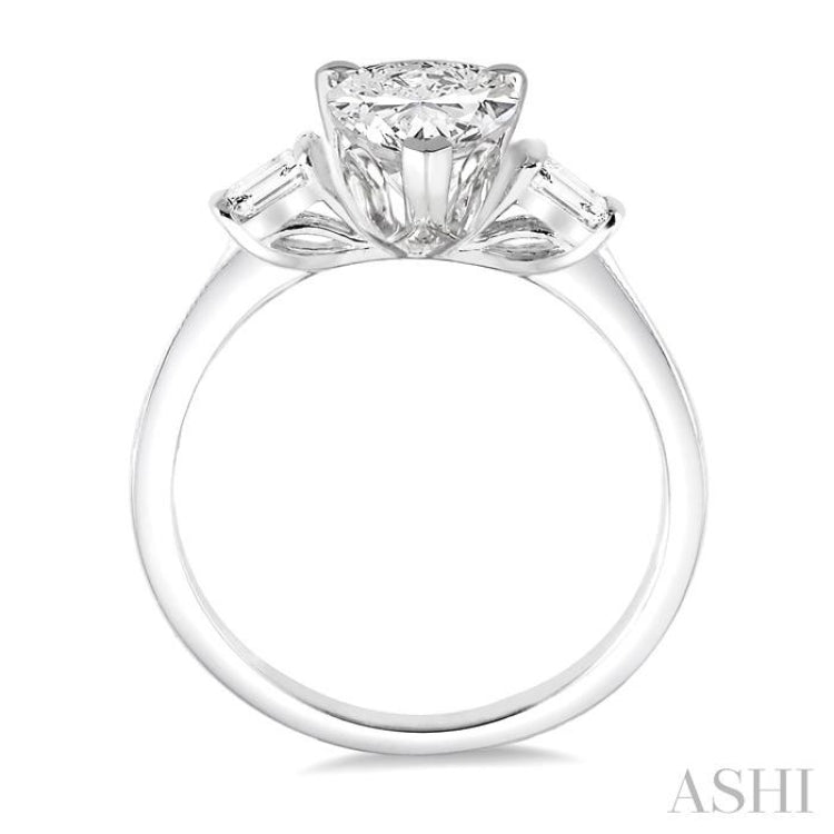1/6 Ctw Baguette Diamond Semi-Mount Engagement Ring in 14K White Gold