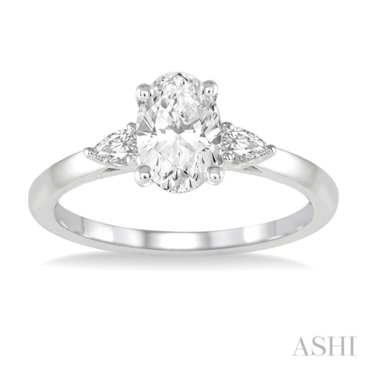 1/5 Ctw Pear Cut Diamond Semi-Mount Engagement Ring in 14K White Gold