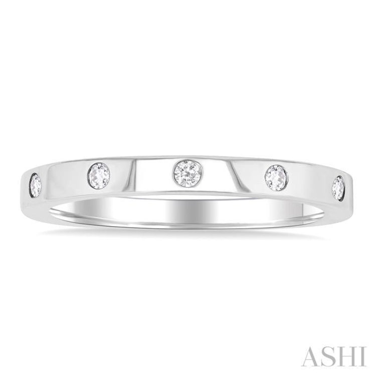 1/10 Ctw Flush Bezel Set Diamond Fashion Band in 10K White Gold