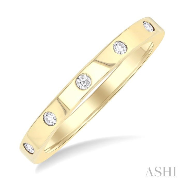 1/10 Ctw Flush Bezel Set Diamond Fashion Band in 10K Yellow Gold