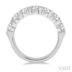 1 1/2 Ctw 7 Stone Round Cut Diamond Wedding Band in 14K White Gold