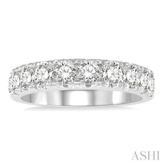 2 Ctw 11 Stone Round Cut Diamond Wedding Band in 14K White Gold