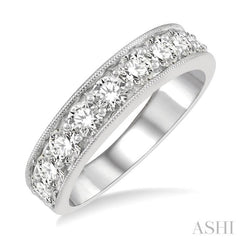 1 1/2 Ctw Round Cut Diamond Wedding Band in 14K White Gold
