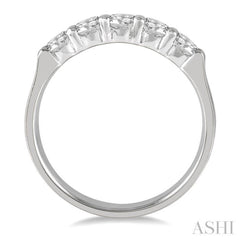 3/4 Ctw 5 Stone Round Cut Diamond Wedding Band in 14K White Gold