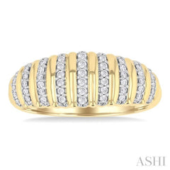 1/5 Ctw Ribbed Dome Shape Round Cut Diamond Fashion Ring in 14K Yellow Gold