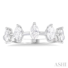 3/4 Ctw Marquise Cut Diamond Half Eternity 5-Stone Fashion Band in 14K White Gold