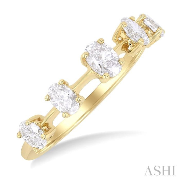3/4 Ctw Oval Cut Diamond Half Eternity 5-Stone Fashion Band in 14K Yellow Gold