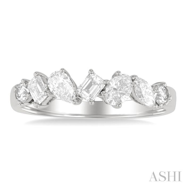 3/4 Ctw Mixed Cut Diamond Fashion Band in 14K White Gold