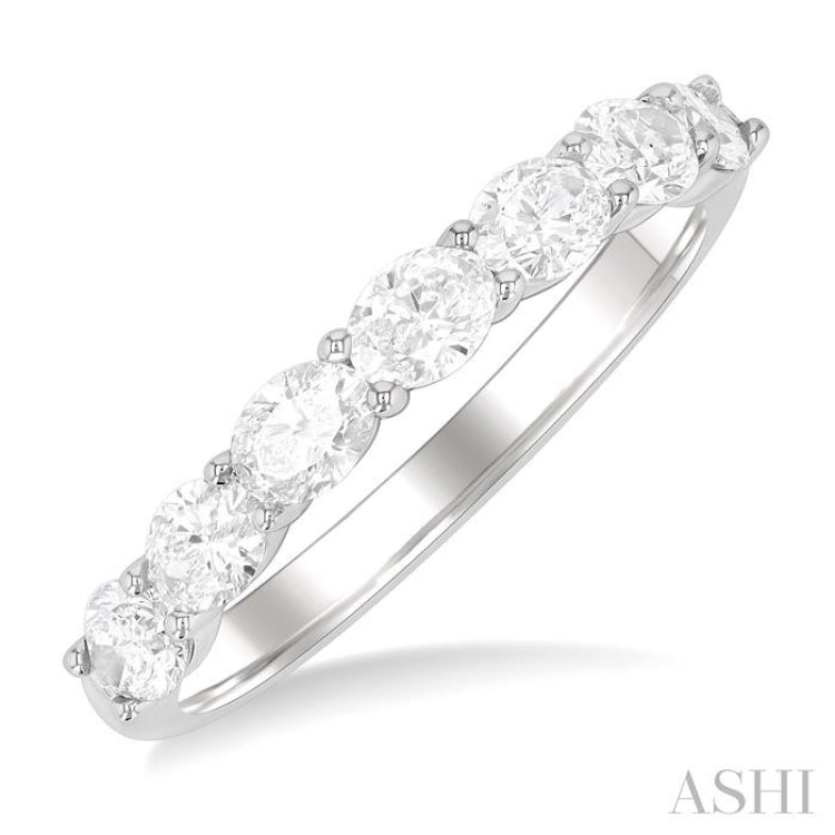 1 Ctw East-West Oval Cut Diamond Fashion Band in 14K White Gold