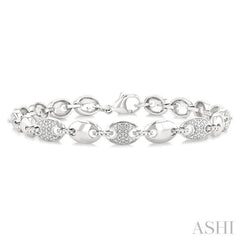 1/10 Ctw Mariner Link Round Cut Diamond Bracelet in Sterling Silver
