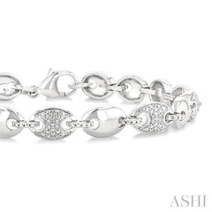 1/10 Ctw Mariner Link Round Cut Diamond Bracelet in Sterling Silver
