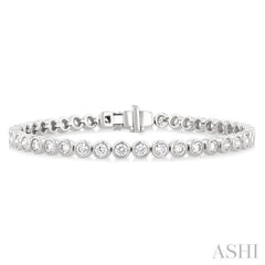4 1/5 Ctw East-West Bezel Set Round Cut Diamond Tennis Bracelet in 14K White Gold