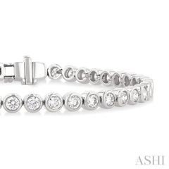 4 1/5 Ctw East-West Bezel Set Round Cut Diamond Tennis Bracelet in 14K White Gold