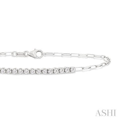 1/2 Ctw Round Cut Diamond Paperclip Chain Bracelet in 14K White Gold