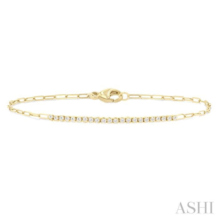 1/4 Ctw Round Cut Diamond Paperclip Chain Bracelet in 14K Yellow Gold
