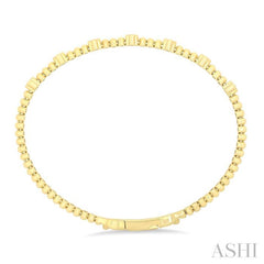 1/6 Ctw Round Cut Bead Bijoux Diamond Clover Bead Fashion Flex Bangle in 10K Yellow Gold