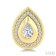 1/3 Ctw Open Window Pear and Round Cut Golden Glow Diamond Fashion Stud Earrings in 14K Yellow Gold