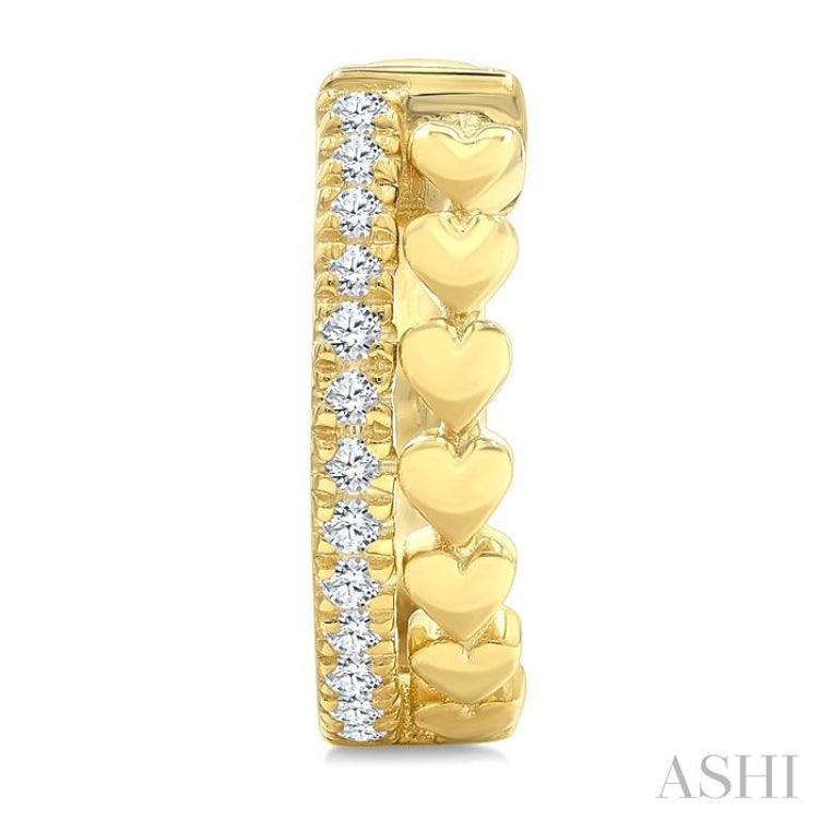 1/10 Ctw Single Cut Diamond Heart Petite Huggie Earrings in 10K Yellow Gold