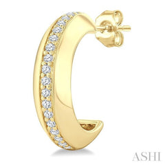 1/6 Ctw Round Cut Golden Glow Diamond Bold Fashion Half Hoop Earrings in 10K Yellow Gold