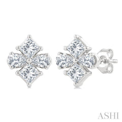 1/3 Ctw Princess and Pear Cut Diamond Fashion Earrings in 14K White Gold