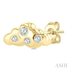 1/20 Ctw Single Cut Diamond Cloud Petite Fashion Earrings in 10K Yellow Gold