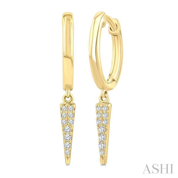 1/10 Ctw Single Cut Diamond Spike Petite Huggie Earrings in 10K Yellow Gold