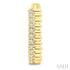 1/10 Ctw Fluted Round Cut Diamond Pirouette Petite Huggie Earrings in 10K Yellow Gold