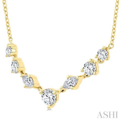 1/2 Ctw Marquise & Round Cut Diamond Necklace in 14K Yellow Gold